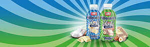 Doppelt cremig hält besser: Müllermilch Shake Typ Haselnuss-Waffel und Müllermilch Shake Typ Weiße Schoko-Kokos