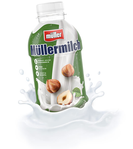 Müllermilch Original in der Flasche Haselnuss-Geschmack