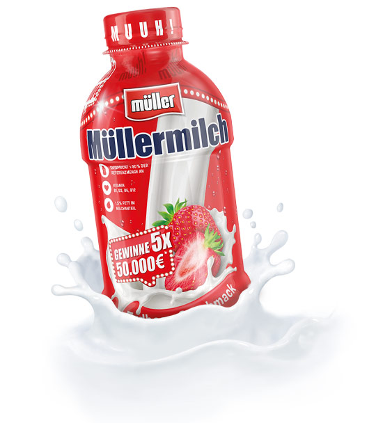 Müllermilch Original in der Flasche Erdbeer-Geschmack
