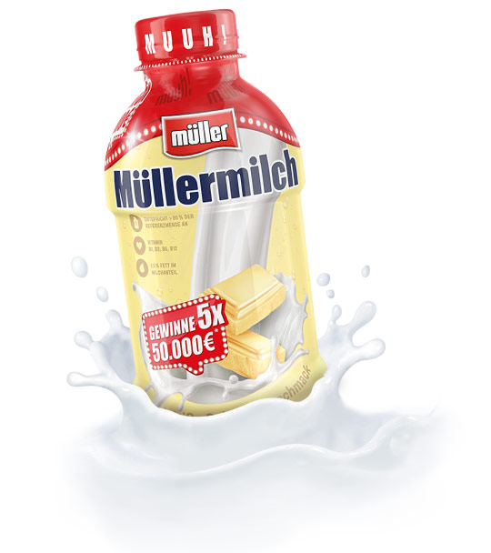 Müllermilch Original in der Flasche Weiße Schoko-Geschmack