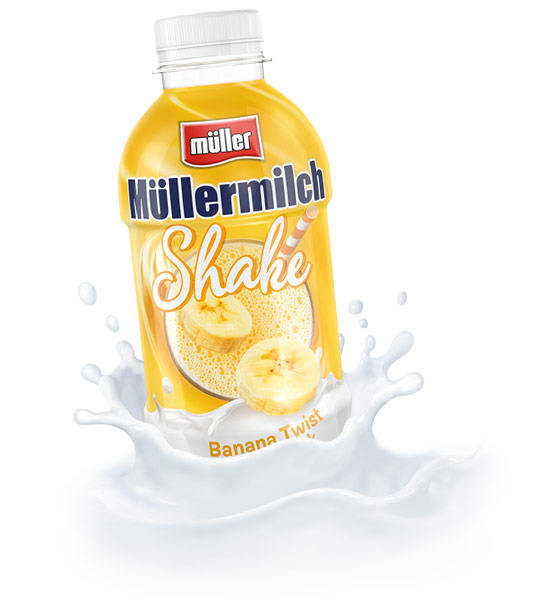 Müllermilch Shake Shake Banana Twist Geschmack