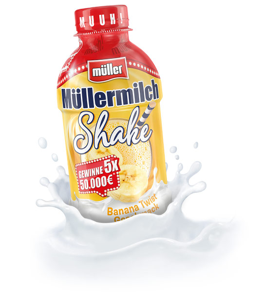 Müllermilch Shake Shake Banana Twist Geschmack